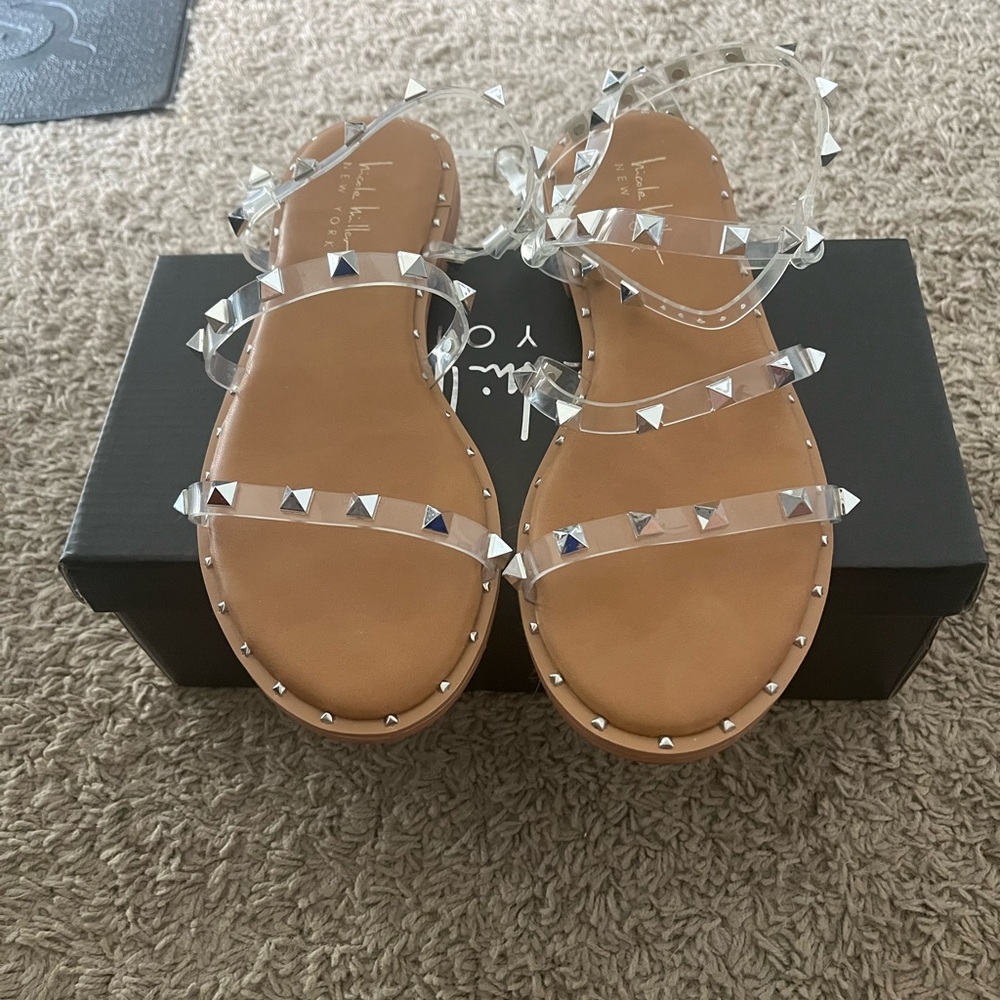 Nicole Miller Clear Studded Sandles Size 7.5M